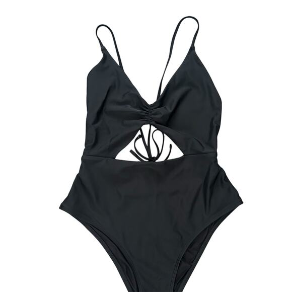 Aerie One Piece Black Strappy Cutout Swimsuit Sz Large - Picture 4 of 8